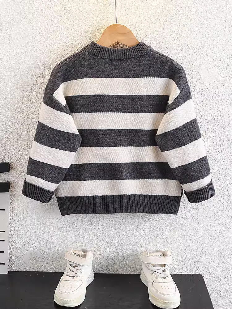 Áo len bé trai mùa đông 2025, quần áo trẻ em mới mùa thu đông, áo len dày dặn, áo len cổ lọ giữ ấm cho bé trai