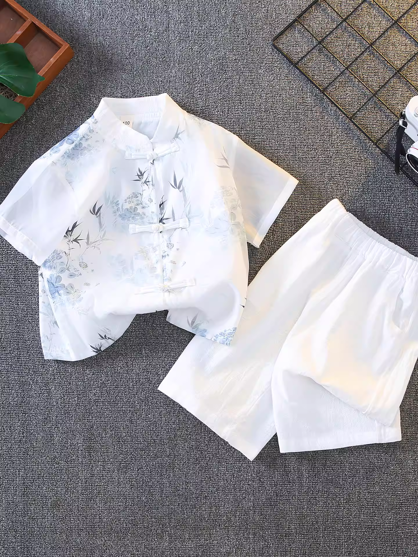 Bộ đồ hè kiểu Trung Hoa cho bé trai năm 2025, phong cách truyền thống, hai mảnh, tay ngắn, xu hướng quốc dân