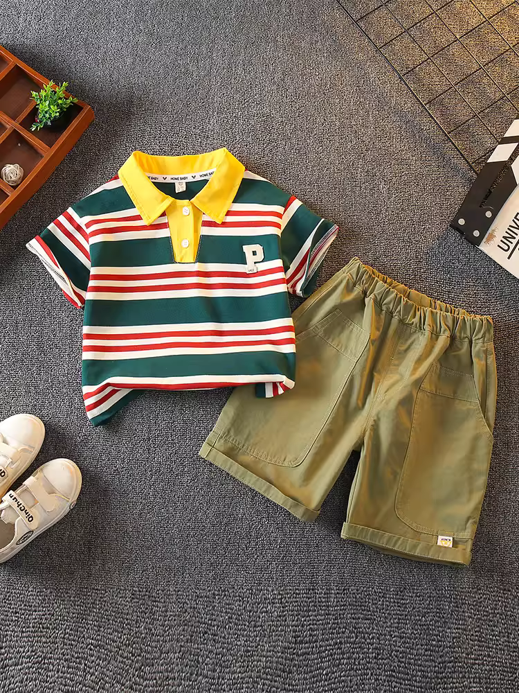 Trang phục mùa hè cho bé trai, mát mẻ và sành điệu, mẫu mới 2025, quần áo trẻ em ngắn tay, áo polo bé trai thời trang mùa hè