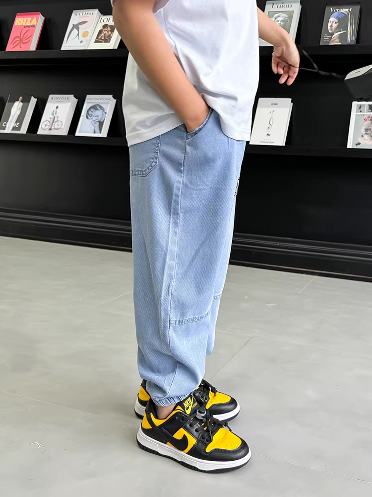 Quần jean Tencel mỏng mùa hè cho bé trai 2025 quần chống muỗi mùa hè mới quần dài mùa hè cho bé trai trẻ em