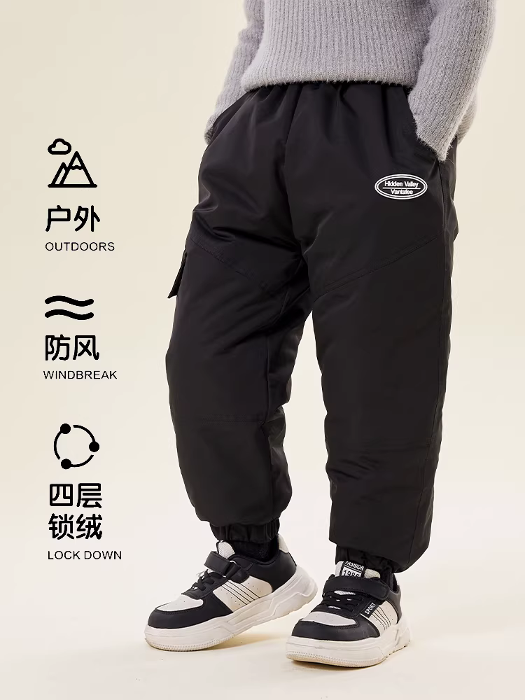 Quần dài trẻ em 2025 dành cho bé trai, quần thun lót lông cừu mùa đông ngoài trời, quần cargo bé trai, quần chống thấm và giữ ấm