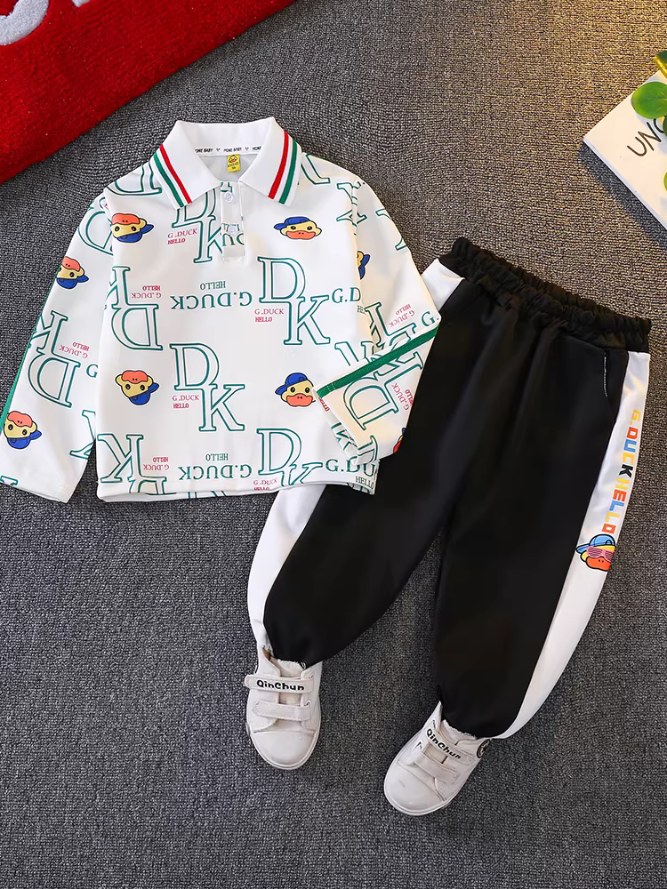 Bộ quần áo xuân thu bé trai 2025, thời trang hè thu, bộ đồ dài tay trẻ em nam