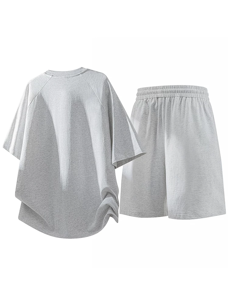 Bộ đồ thể thao nam Jeanswest 2026 kiểu mới tay lửng kẻ sọc, mùa xuân hè, áo ngắn quần ngắn hai mảnh