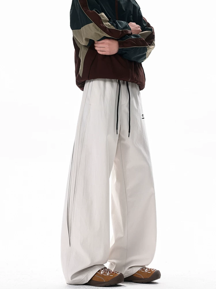 Quần dài ống rộng có dây rút kiểu Mỹ của Jeanswest dành cho nam, mùa xuân thu, thương hiệu thời trang cao cấp, quần dài xếp nếp.