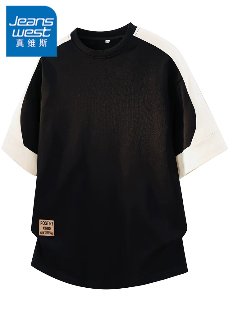 Áo thun nam tay ngắn phối màu phong cách Mỹ của Jeanswest, áo kiểu dáng rộng rãi, thoáng khí, hợp thời trang cho mùa xuân hè.