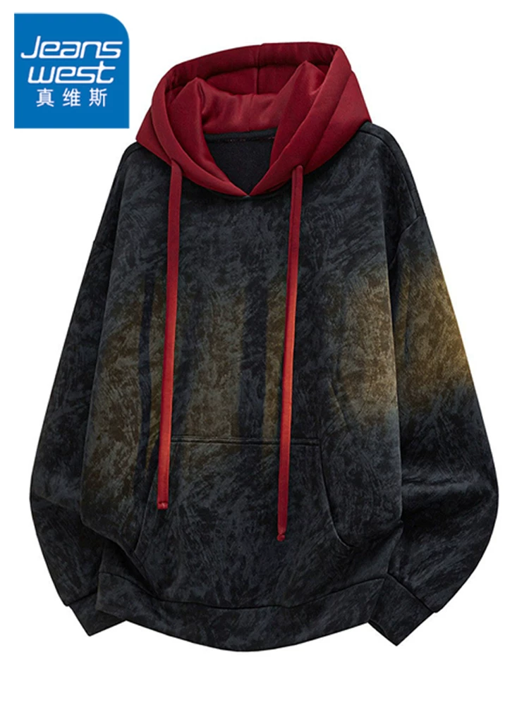 Áo hoodie giả hai lớp phong cách Mỹ thời thượng của thương hiệu Jeanswest dành cho nam, mẫu mới xuân thu 2026, kiểu dáng rộng rãi.