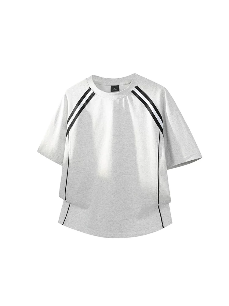 Áo thun nam Jeanswest sọc phối màu, 100% cotton nguyên chất, dáng rộng mùa hè, cảm giác cao cấp, thoáng khí, thân thiện với làn da, tay ngắn.