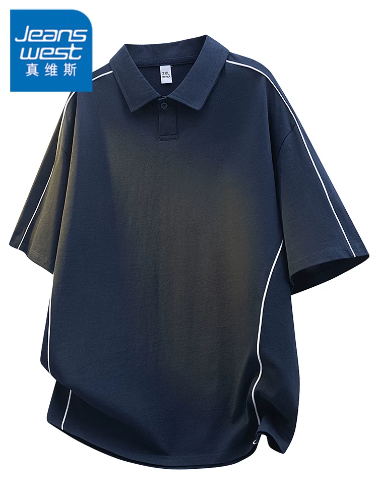Áo thun polo kiểu Mỹ của Jeanswest dành cho nam, kiểu dáng rộng rãi mùa hè, cảm giác cao cấp, tay ngắn thời trang và đa năng.