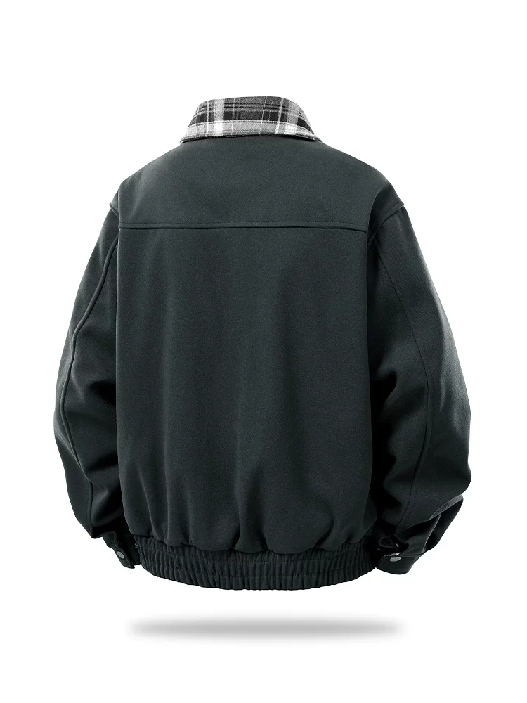 Áo khoác nam Jeanswest cao cấp giả hai lớp, phối họa tiết kẻ caro, kiểu dáng cổ điển, phong cách Mỹ, thích hợp cho mùa xuân và mùa thu.