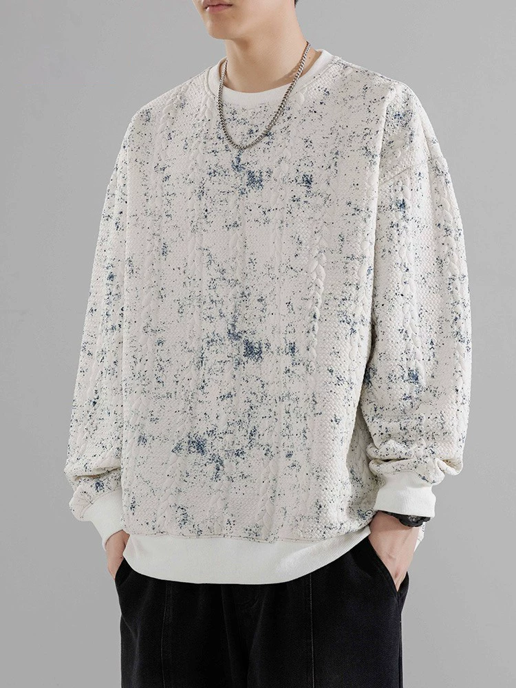 Áo nỉ cổ tròn thiết kế xoắn của Jeanswest dành cho nam, áo nỉ dày lót lông cừu mùa thu đông, áo dáng rộng hợp thời trang.