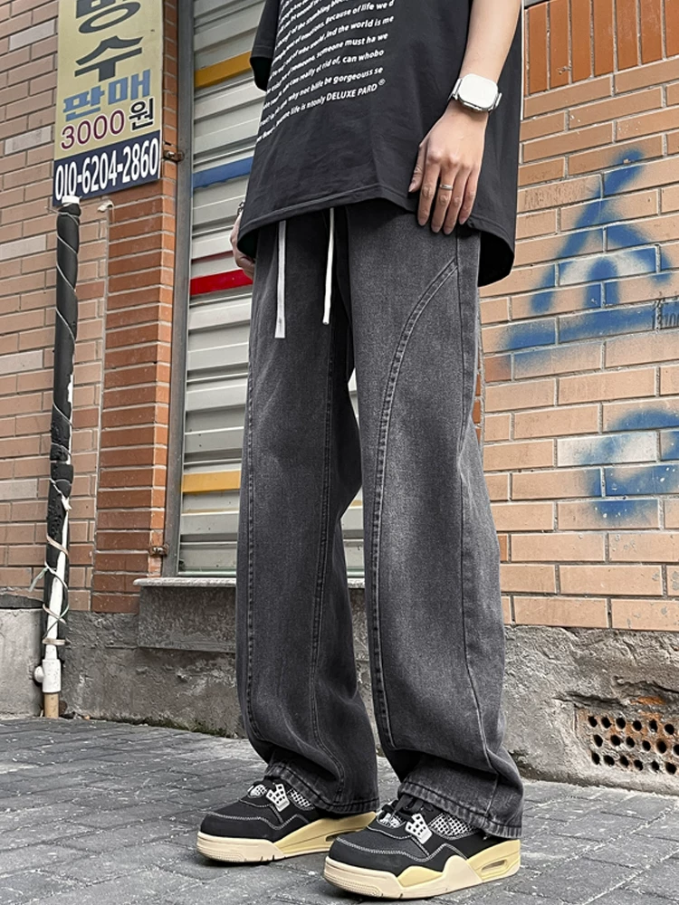Quần jeans nam Jeanswest phong cách Mỹ cổ điển, thời thượng, chất liệu cao cấp, dáng rộng, giặt mài, có dây rút, quần dài, thích hợp cho mùa xuân và mùa thu.