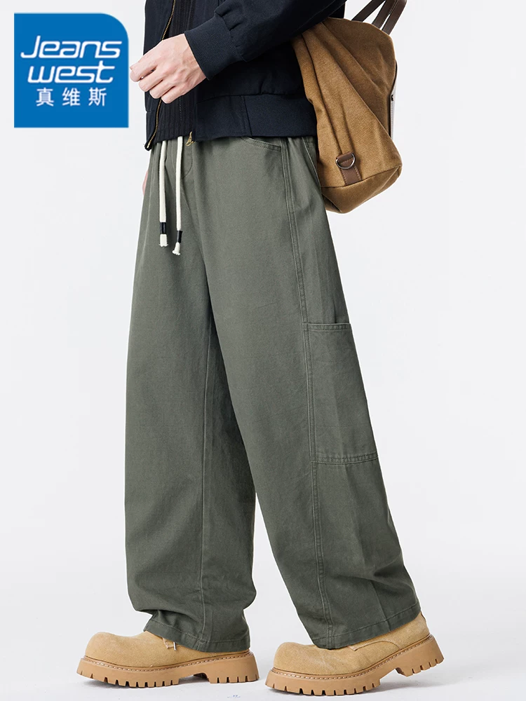 Quần dài nam Jeanswest 100% cotton nguyên chất, kiểu dáng công sở, chất liệu mềm mại, thích hợp cho mùa xuân thu, dáng suông rộng, cảm giác cao cấp.