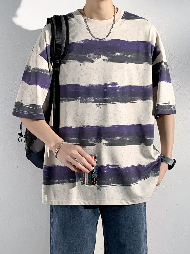 Áo thun ngắn tay cổ tròn chất liệu lụa băng nhanh khô phong cách Mỹ thời thượng của Jeanswest dành cho nam, quần áo mùa hè mỏng, đa năng, rộng rãi, tay lửng.