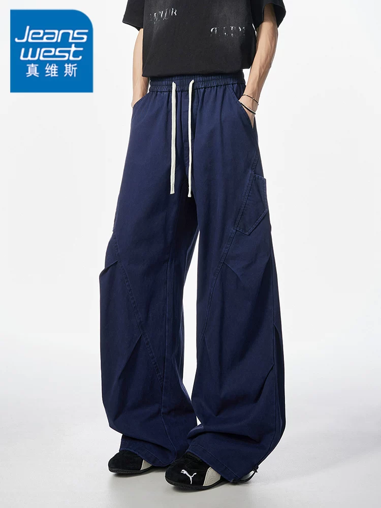 Quần dài nam Jeanswest kiểu Mỹ, chất liệu 100% cotton, dáng suông, phong cách casual, thích hợp cho mùa xuân và mùa thu, ống rộng, chất liệu cao cấp.