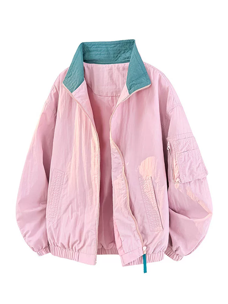 Áo khoác công sở phối màu kiểu Mỹ Jeanswest dành cho nam, phong cách old money mùa xuân thu, áo khoác phi công rộng rãi đa năng, kiểu dáng thường ngày.