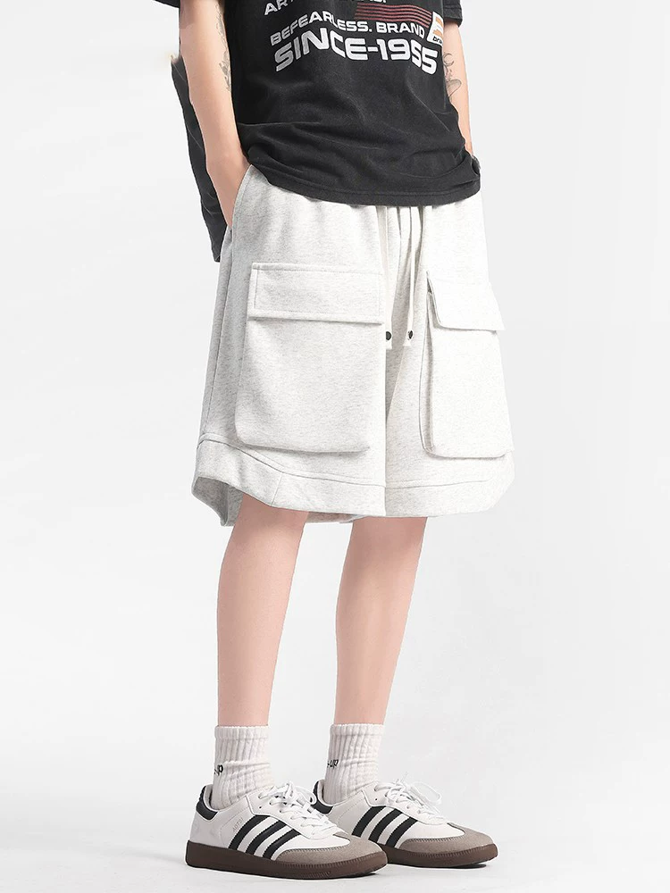 Quần short kiểu Mỹ màu hồng của Jeanswest dành cho nam, quần năm điểm có dây rút thẳng, mỏng, nhiều túi, hợp thời trang mùa hè.