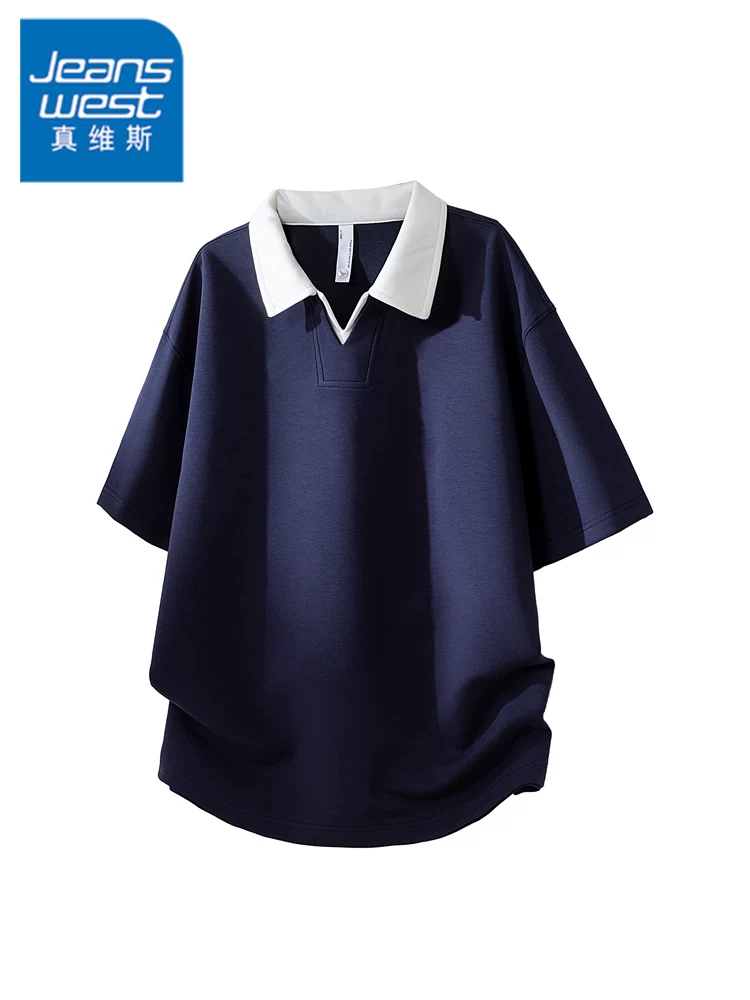 Áo polo nam Jeanswest kiểu Mỹ, phong cách casual, dáng rộng mùa hè, chất liệu cao cấp, thoáng khí, tay ngắn.