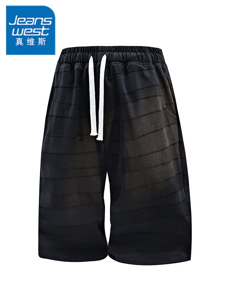 Quần short nam sọc kiểu Mỹ của Jeanswest, quần short năm điểm rộng rãi, thoáng khí, thân thiện với làn da, hợp thời trang mùa hè.