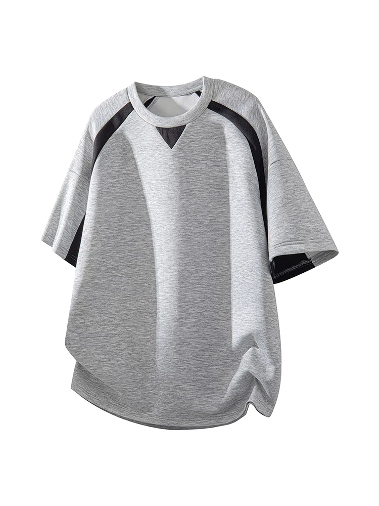Áo thun nam tay lửng phối màu cao cấp Jeanswest, kiểu dáng rộng rãi, thời trang, màu đen, mùa hè.
