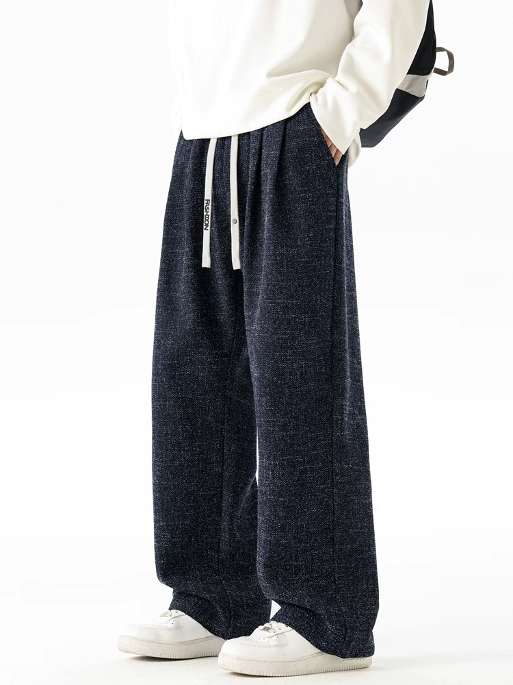 Quần jeanswest dáng suông màu đen dành cho nam, mùa xuân thu, thương hiệu thời trang cao cấp, quần dài sành điệu.