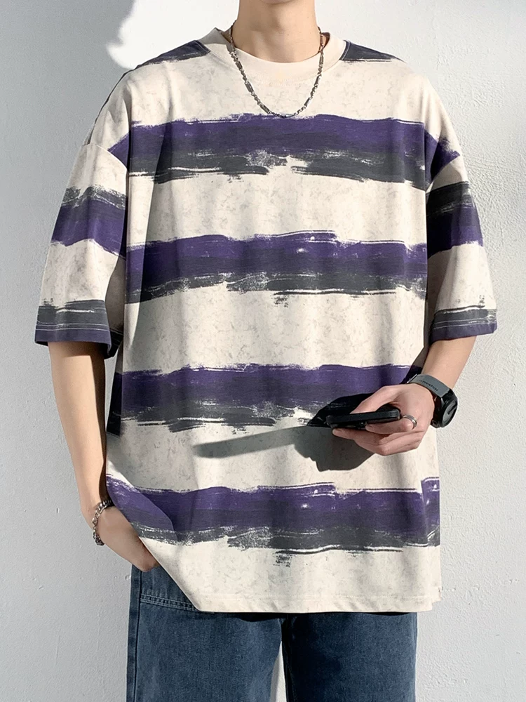 Áo thun ngắn tay cổ tròn chất liệu lụa băng nhanh khô phong cách Mỹ thời thượng của Jeanswest dành cho nam, quần áo mùa hè mỏng, đa năng, rộng rãi, tay lửng.