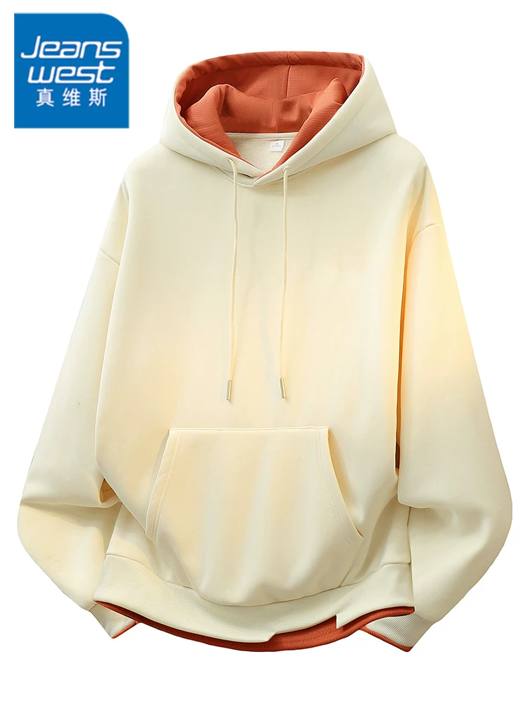 Áo hoodie giả hai lớp phong cách Mỹ cao cấp của Jeanswest dành cho nam, mẫu mới xuân thu 2026, áo khoác ngoài cao cấp.