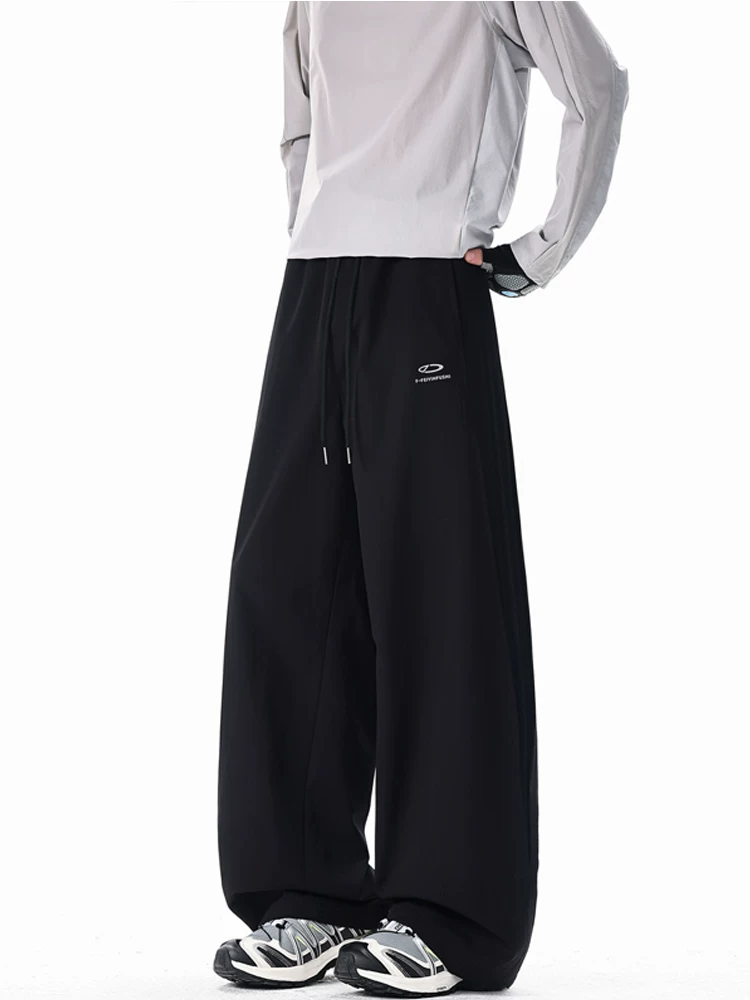 Quần dài ống rộng có dây rút kiểu Mỹ của Jeanswest dành cho nam, mùa xuân thu, thương hiệu thời trang cao cấp, quần dài xếp nếp.