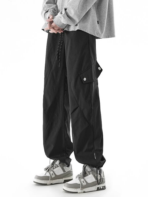 Quần công sở chức năng màu đen của Jeanswest dành cho nam, kiểu dáng mỏng mùa hè với túi lớn, quần dài ống thẳng hợp thời trang theo phong cách Mỹ.