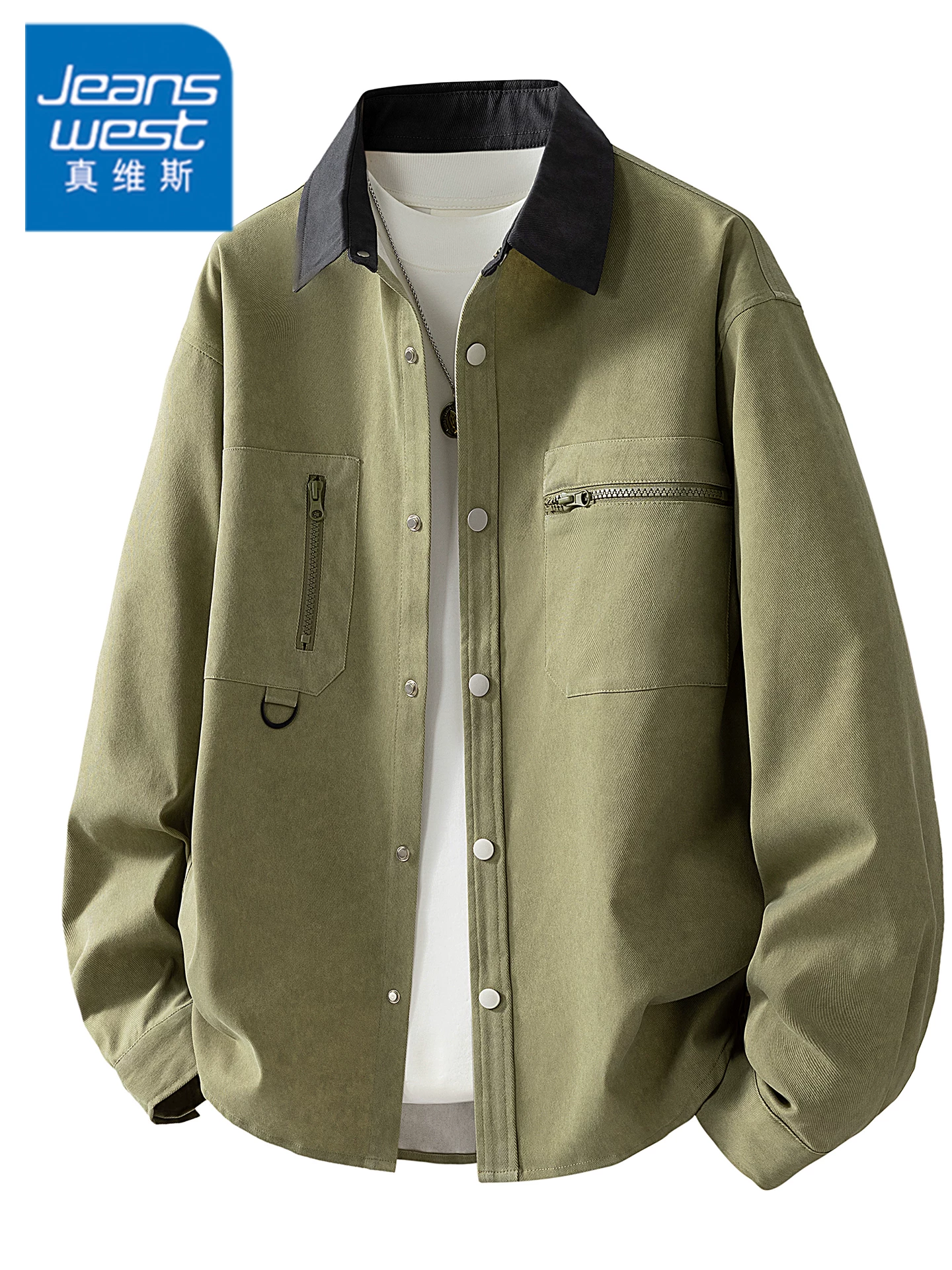 Áo khoác cổ điển phối màu phong cách Mỹ của Jeanswest dành cho nam, mùa xuân thu, thương hiệu thời thượng cao cấp, áo khoác da PU dáng rộng.