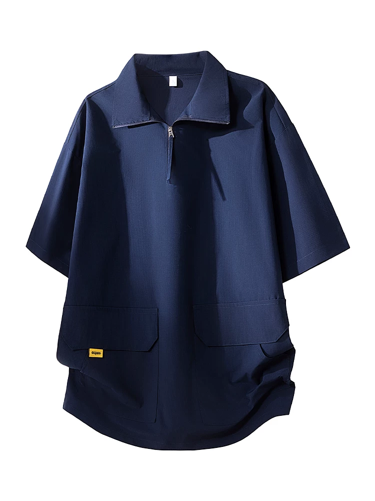Áo thun nam có cổ tay dài năm phần tư cao cấp của Jeanswest mùa xuân hè dáng rộng thoáng khí thường ngày màu đen