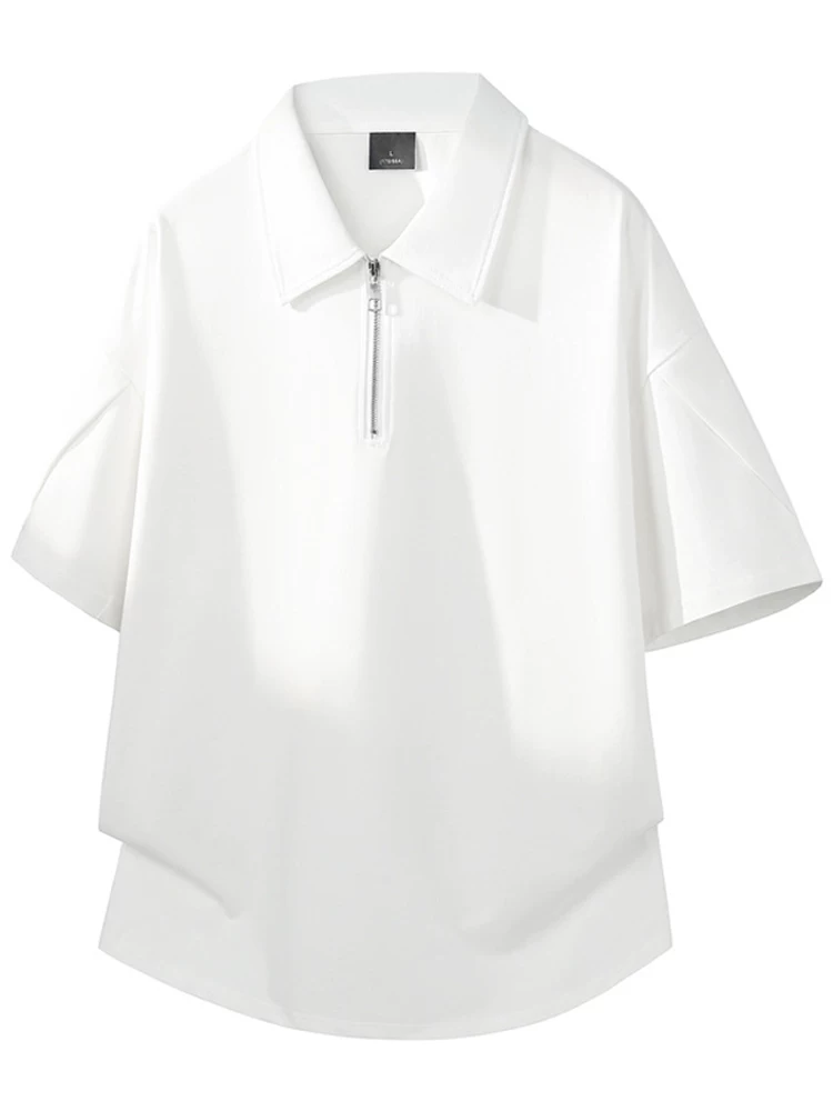 Áo thun nam Jeanswest 100% cotton nguyên chất màu đen, kiểu nửa khóa kéo, cao cấp, rộng rãi, thoáng khí, tay ngắn, mùa hè.