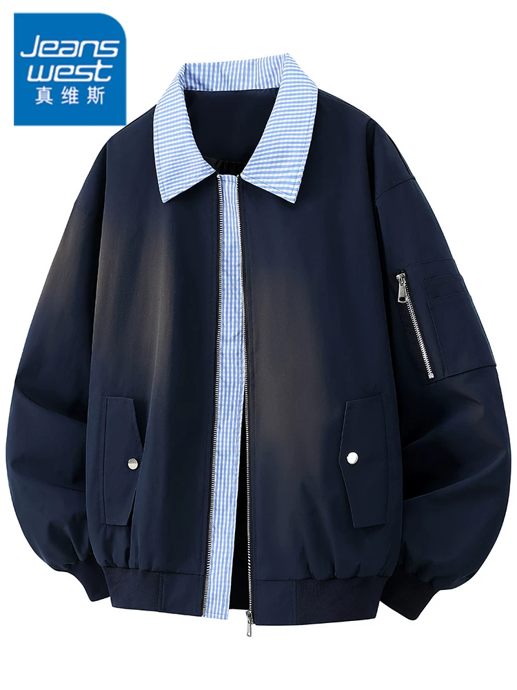 Áo khoác nam cao cấp phối màu của Jeanswest, kiểu dáng Mỹ rộng rãi, áo khoác chống gió đa năng, phong cách thường ngày, thích hợp cho mùa xuân và mùa thu.