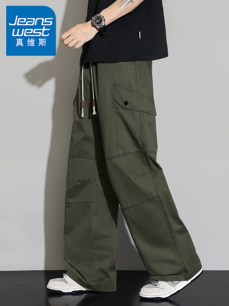 Quần dài ống đứng chất liệu cotton 100% cao cấp của Jeanswest dành cho nam, quần dài ống rộng thời trang không cần là ủi mùa hè.