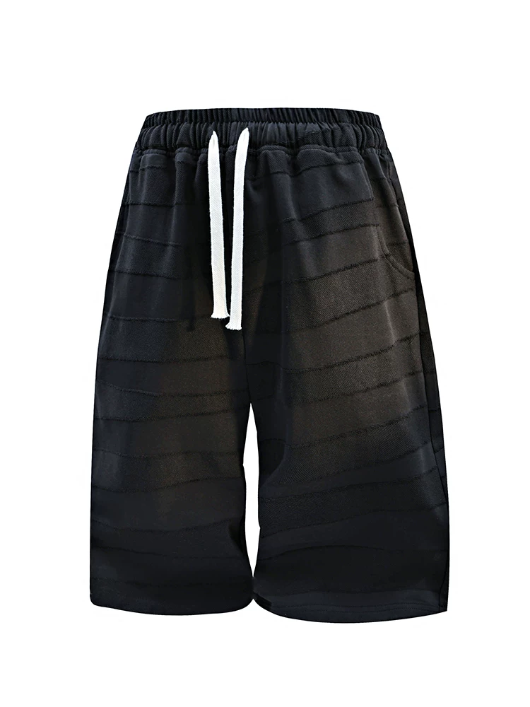 Quần short dây rút kẻ sọc phối màu phong cách Mỹ của Jeanswest dành cho nam, quần short năm điểm rộng rãi, thoáng khí, cao cấp mùa hè.