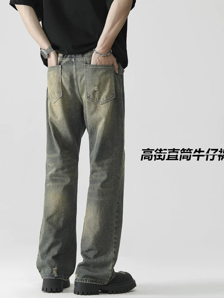 Quần jean ống loe phong cách retro Mỹ của Jeanswest dành cho nam, mùa xuân và mùa thu, quần dài thương hiệu thời trang cao cấp, rộng rãi, thoải mái và sành điệu.