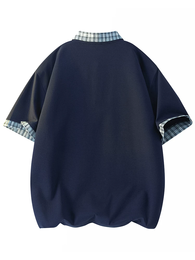 Áo thun nam Jeanswest kiểu Mỹ phối màu, chất liệu lụa băng, cao cấp, dáng rộng, thoáng khí, mỏng, kiểu polo mùa hè.