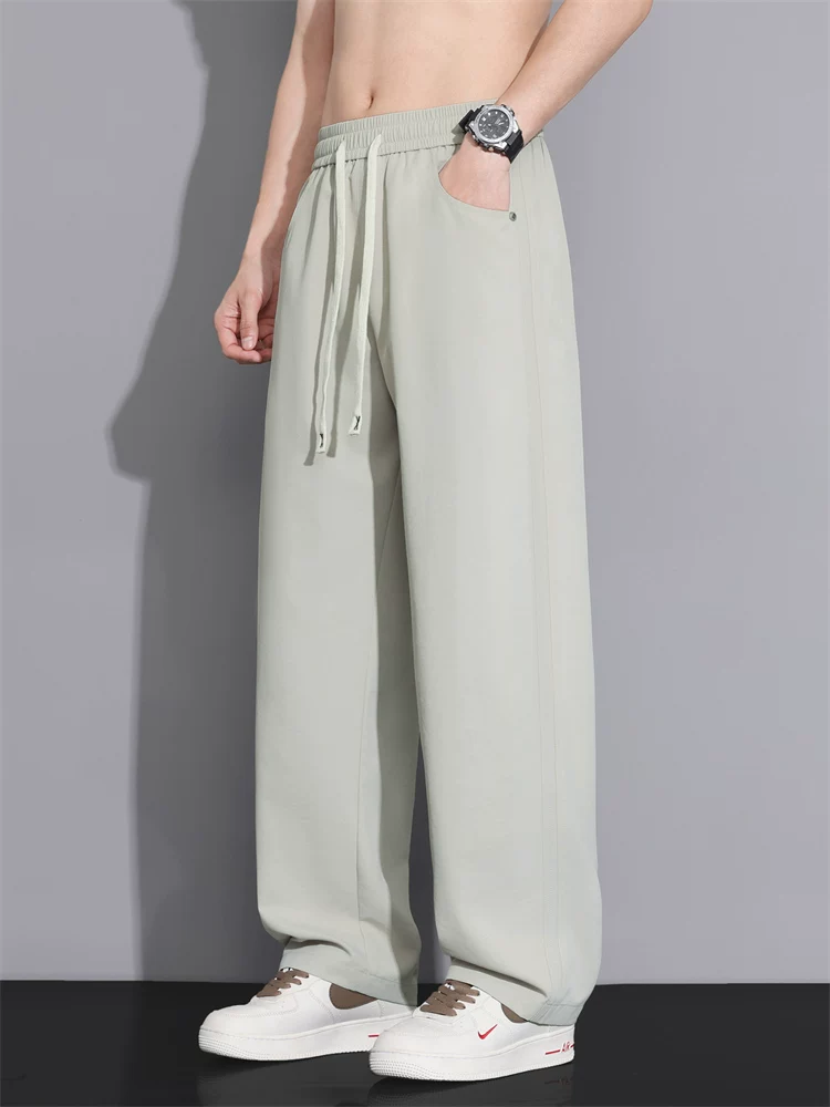 Quần Jeanswest Ice Silk Mỏng Màu Trơn Quần Ống Suông Cho Nam Mùa Hè 2026 Mới Phong Cách Mỹ Hợp Thời Trang Quần Ống Rộng
