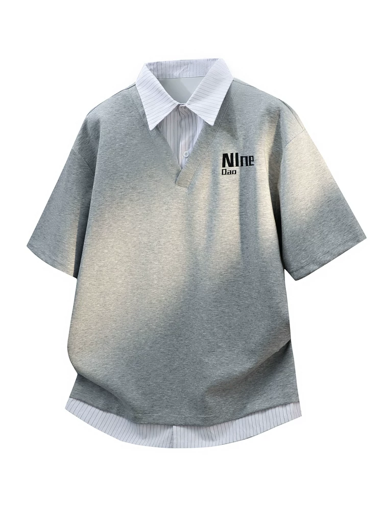 Áo thun giả hai lớp Jeanswest thoáng khí dành cho nam, kiểu dáng rộng rãi cao cấp mùa hè, áo nửa tay thời trang thân thiện với làn da.