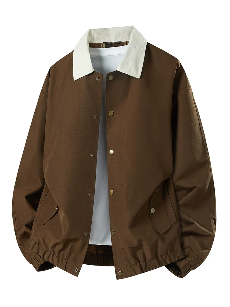 Áo khoác có ve phối màu phong cách Mỹ của Jeanswest dành cho nam, mùa xuân và mùa thu, áo khoác ngoài rộng rãi, hợp thời trang, cao cấp.