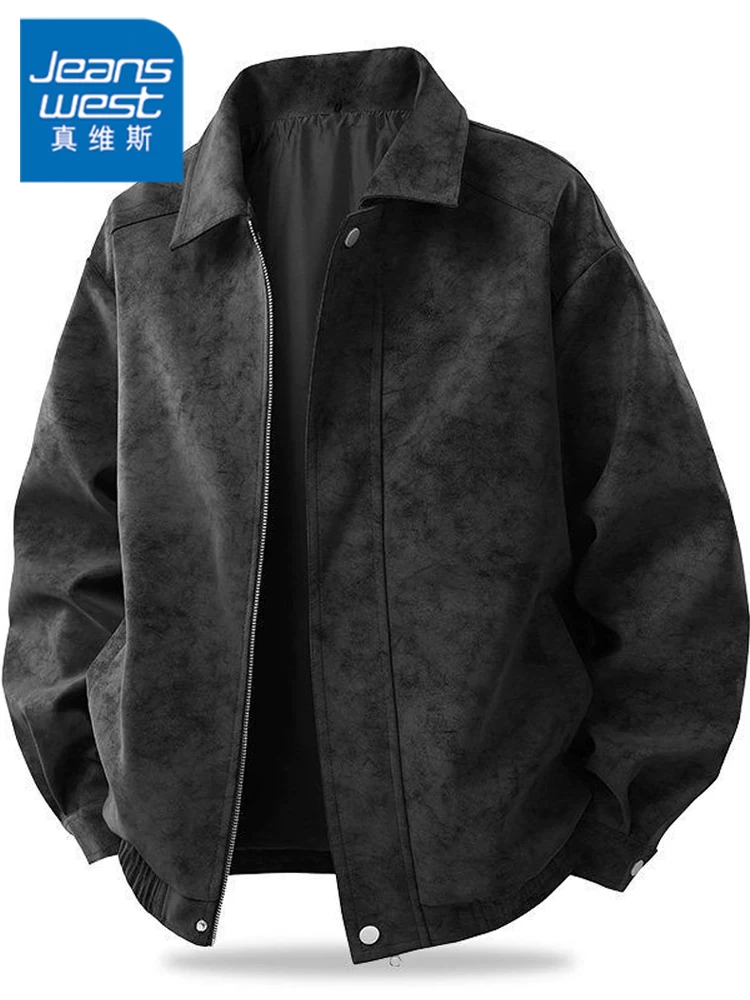 Áo khoác da kiểu Mỹ cổ điển Jeanswest dành cho nam, mùa xuân thu 2026, kiểu mới cao cấp, dáng rộng.