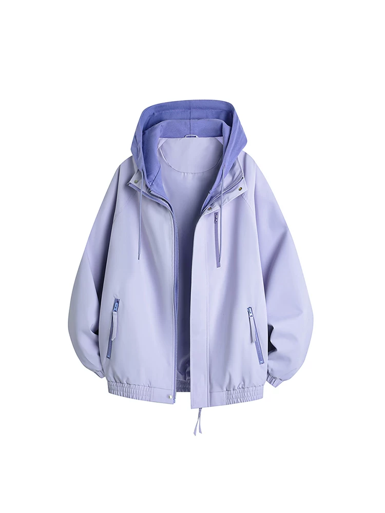Áo khoác có mũ giả hai lớp Jeanswest 2026 mới dành cho nam, mùa xuân thu, áo khoác gió cao cấp, rộng rãi, thoải mái.