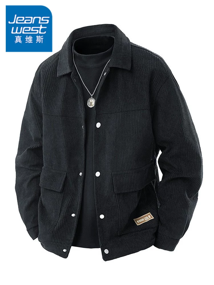 Áo khoác nhung kiểu Mỹ mới của Jeanswest có ve áo, áo kiểu công sở dành cho nam, áo khoác mỏng mùa xuân hợp thời trang.