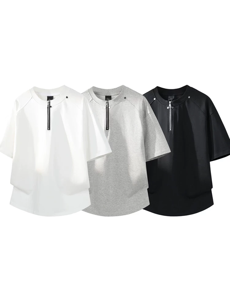 Áo thun nam Jeanswest 100% cotton nguyên chất, nửa khóa kéo, kiểu mới hè 2026, dáng rộng, thoải mái, thoáng khí, thân thiện với da, tay ngắn