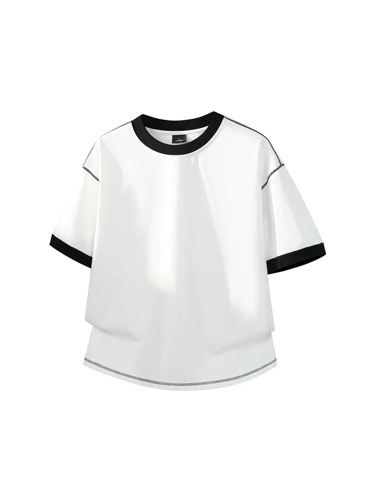Áo thun nam Jeanswest phối màu tương phản, chất liệu 100% cotton nguyên chất, kiểu dáng rộng rãi, thoáng khí, tay ngắn, xu hướng mới hè 2026.