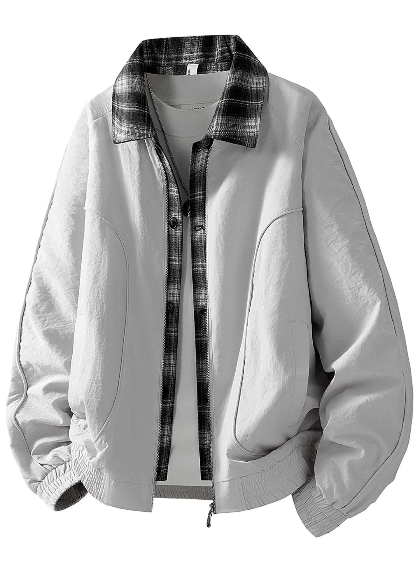 Áo khoác giả hai mảnh kiểu Mỹ của Jeanswest dành cho nam, mùa xuân thu, thương hiệu thời trang cao cấp, áo khoác ngoài rộng rãi, thoải mái.