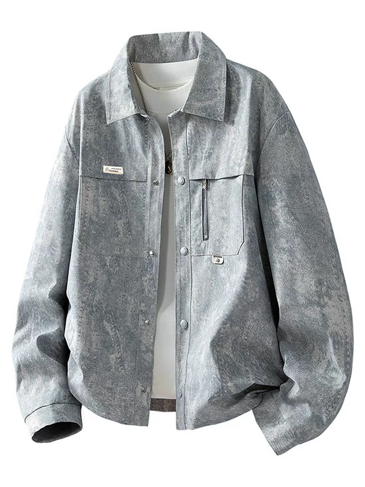 Áo khoác có ve áo thông thường cao cấp của Jeanswest dành cho nam giới, thương hiệu thời trang phong cách Mỹ mùa xuân thu, áo khoác màu đen mát mẻ và rộng rãi.