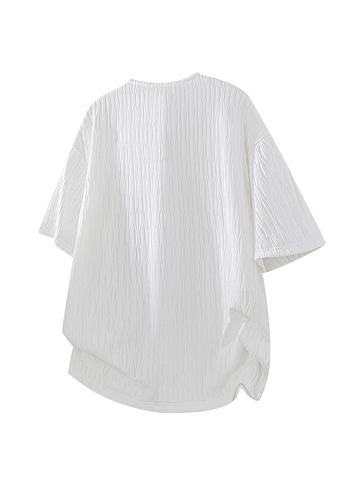 Áo thun cổ tròn màu trơn nửa khóa kéo của Jeanswest dành cho nam, mùa xuân hè, thương hiệu thời trang cao cấp, tay áo ngắn rộng rãi và thoáng khí.