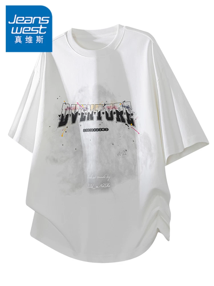 Áo thun cổ tròn phong cách Mỹ thời thượng của Jeanswest dành cho nam, dáng rộng mùa hè, cảm giác cao cấp, thoáng khí, thân thiện với làn da.