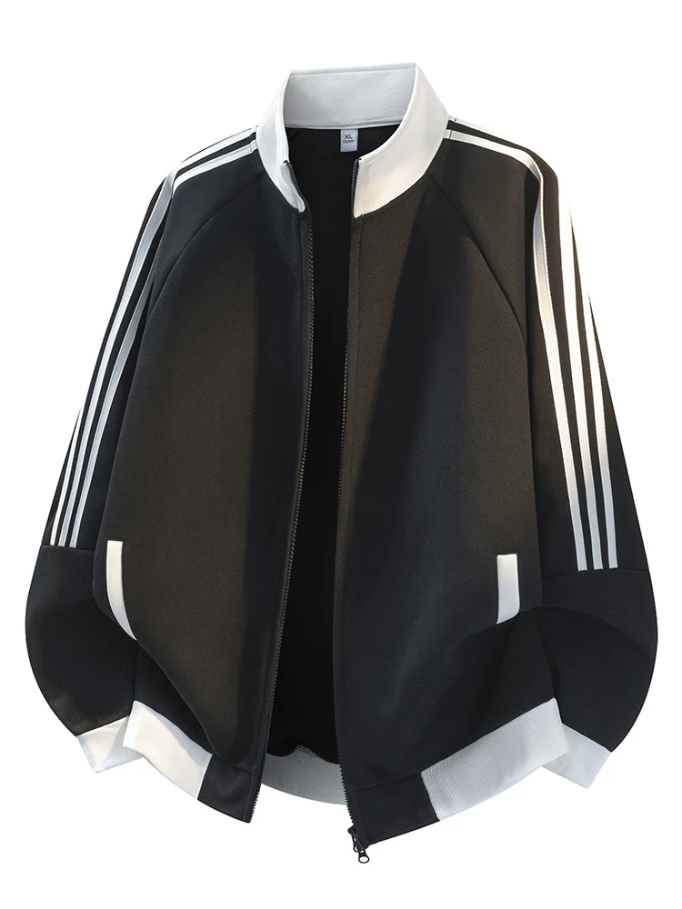 Áo khoác cổ đứng ba sọc phong cách Mỹ của Jeanswest dành cho nam, thương hiệu thời trang xuân thu, áo khoác ngoài dáng rộng cao cấp.