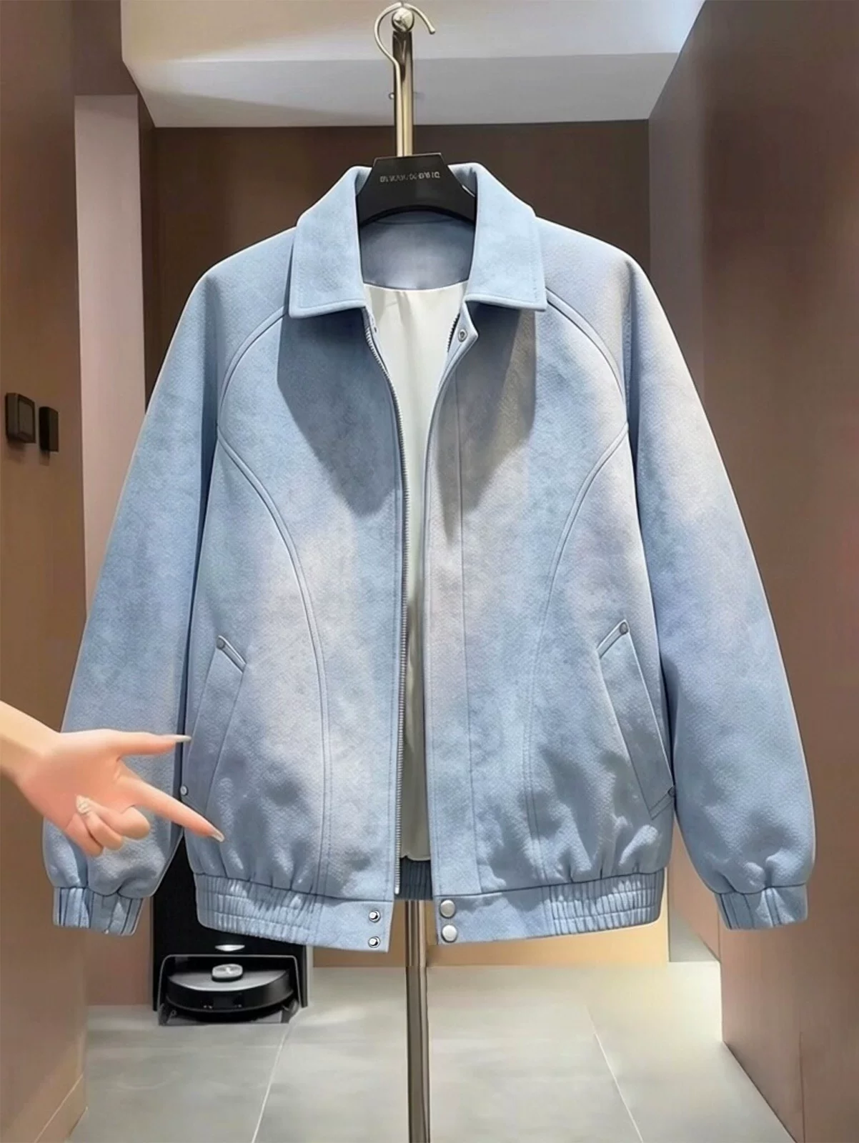 Áo khoác da lộn kiểu Mỹ của Jeanswest dành cho nam, mùa xuân thu, áo khoác ngoài thời trang cao cấp, rộng rãi, hợp thời trang.
